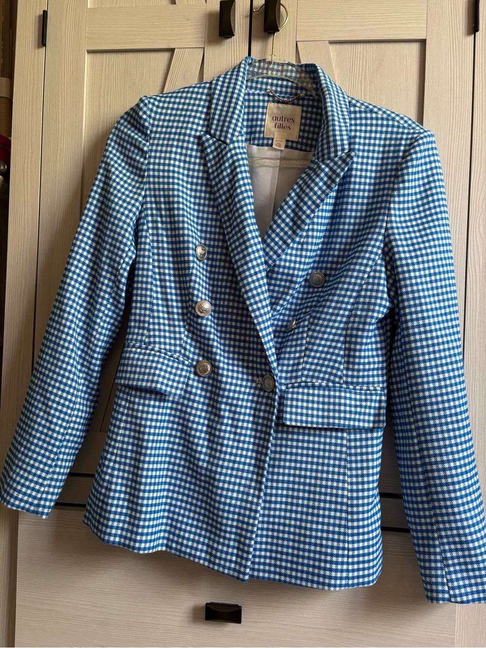 Autres Filles Blue Gingham Double-Breasted Blazer